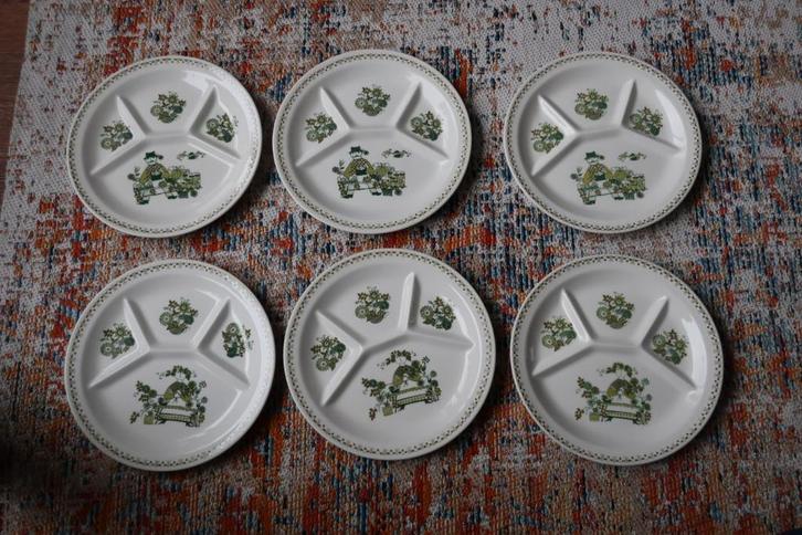 6 borden Figgio Market, Antiek en Kunst, Antiek | Servies compleet, Ophalen of Verzenden