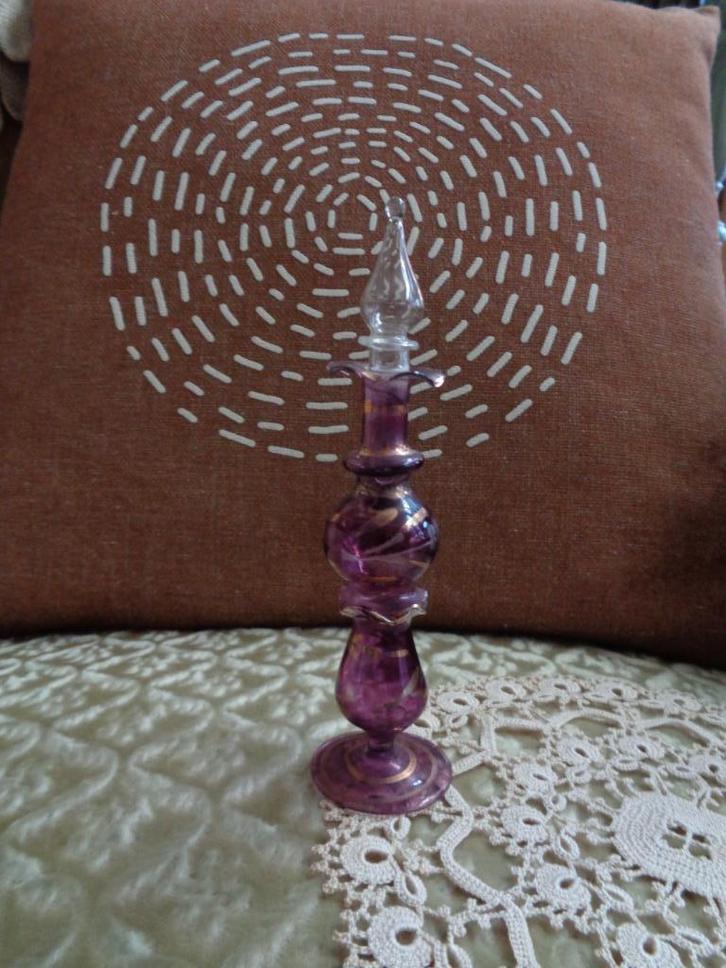 Vintage Oosters Glazen Parfum Flesje ** Mimosa **, Antiek en Kunst, Antiek | Glas en Kristal, Ophalen of Verzenden