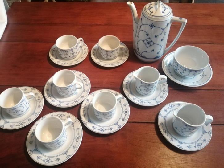 Jager blauw saks - kopjes, melkkannetjes - koffiepot, Huis en Inrichting, Keuken | Servies, Zo goed als nieuw, Overige typen, Overige stijlen