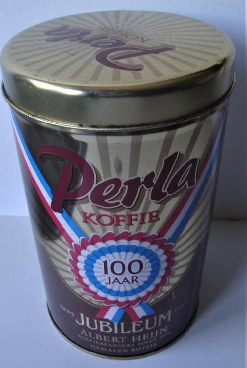 Perla Koffie 100 jaar blik 1895 Jubileum 1995 Albert Heijn i, Verzamelen, Blikken, Zo goed als nieuw, Koffie, Overige merken, Ophalen of Verzenden