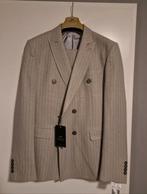 Double breasted Kostuum lichtgrijs met witte krijtstreep, Ophalen of Verzenden, Grijs, Pomandi, Maat 56/58 (XL)