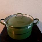 groene emaille grote pan en vergiet vintage, Huis en Inrichting, Ophalen, Overige materialen