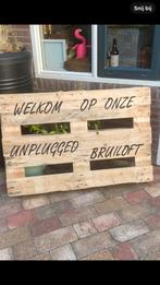Welkomstbord pallet met tekst, Ophalen, Zo goed als nieuw