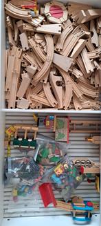 Houten Treinbaan en Blokken, Kinderen en Baby's, Speelgoed | Houten speelgoed, Ophalen, Gebruikt, Rij- of Hobbelspeelgoed