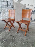 vintage eiken houten stoelen., Huis en Inrichting, Stoelen, Ophalen, Gebruikt, Twee, Bruin