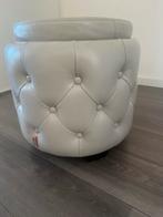 Stijlvolle witte poef met opbergruimte, Overige materialen, Mand, Rond, Ophalen of Verzenden