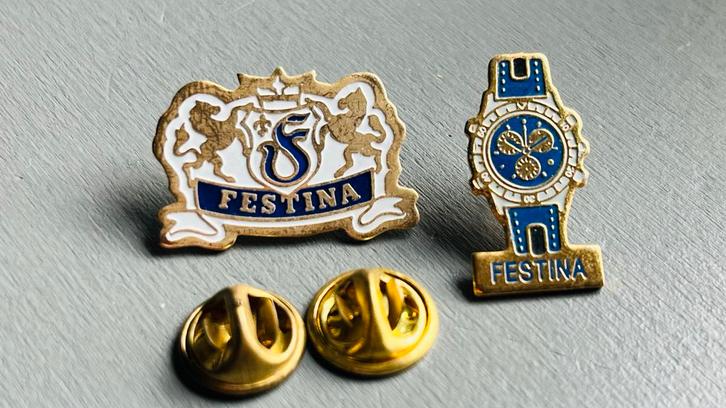 Festina horloge Pins - 2 stuks, Verzamelen, Speldjes, Pins en Buttons, Zo goed als nieuw, Speldje of Pin, Merk, Ophalen of Verzenden