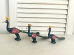Drie papier mache pauwen beeldjes 23 cm, Ophalen
