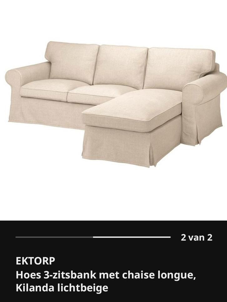Ikea Ektorp hoes 3-zits met chaise lonque, Huis en Inrichting, Banken | Sofa's en Chaises Longues, Zo goed als nieuw, Driepersoons