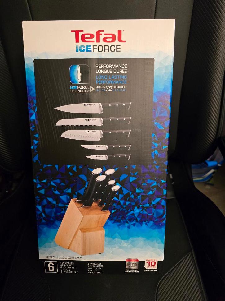 Tefal ice force messenset met messenblok, Huis en Inrichting, Keuken | Keukenbenodigdheden, Nieuw, Ophalen of Verzenden