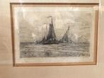 G.L. Kiers. Fraaie ets van schepen op zee, Antiek en Kunst, Kunst | Schilderijen | Klassiek, Ophalen