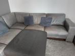 Hoekbank grijs leer, Huis en Inrichting, Ophalen, Gebruikt, Leer