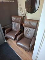 2 leren relaxfauteuils, Huis en Inrichting, Ophalen, Minder dan 75 cm, Zo goed als nieuw, Metaal