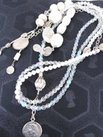NIEUW: BOHO STYLE IBIZA ketting wit transparant beads coins, Verzenden, Wit, Nieuw, Overige materialen