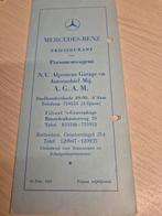 1958 zeldzame Nederlandse Mercedes prijslijst 300SL 190SL, Ophalen of Verzenden, Mercedes