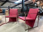 2 Arco Spine Fauteuils Roze leer Design stoel, Huis en Inrichting, Fauteuils, Arco, Ophalen of Verzenden, Zo goed als nieuw, Leer