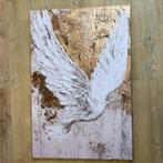 Canvas 60x90 cm - Witte duif met goudaccenten, Oorspronkelijke maker, Nieuw, Print, Info@demuurdecoratie.nl