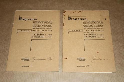 2x programma Zilveren Huwelijksfeest Karreman - 1933 !!, Boeken, Geschiedenis | Vaderland, Gelezen, 20e eeuw of later, Ophalen of Verzenden