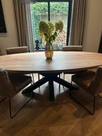 Ovale Eikenhouten Tafel - 255cm, Ophalen, Gebruikt, 100 tot 150 cm, Eikenhout