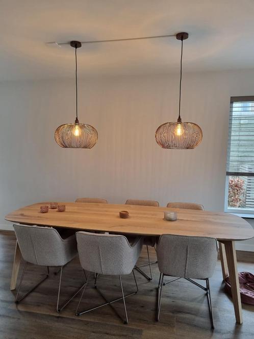 Twee industriële hanglampen QAZQA Finn  koperkleurig 48cm, Huis en Inrichting, Lampen | Hanglampen, Nieuw, Minder dan 50 cm, Metaal