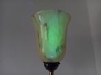 Art Deco vloerlamp met gemarmerd opaal glazen uranium kap, Ophalen