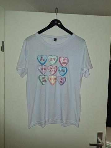 Wit hartjes shirt Shein maat L beschikbaar voor biedingen