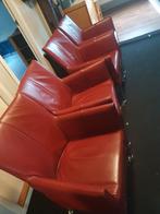 Set van 4 rode lederen stoelen, Ophalen, Gebruikt, Minder dan 75 cm, Modern