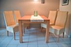 4 eettafelstoelen leer in nette staat, Huis en Inrichting, Stoelen, Ophalen, Gebruikt, Overige kleuren, Leer