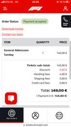 F1 ticket Austrian GP Sunday general Admission, Tickets en Kaartjes