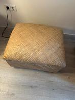 Poef rotan opbergruimte met deksel vintage, Huis en Inrichting, Ophalen of Verzenden, Zo goed als nieuw, Rond