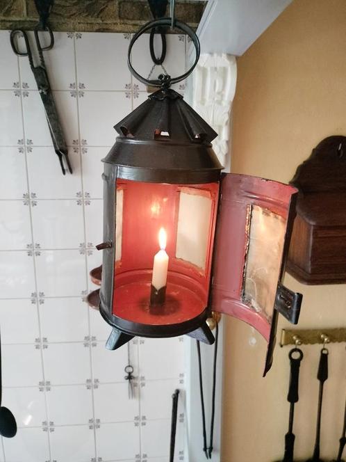18e Eeuwse Hollandse Stallantaarn met Koehoorn Vensters, Antiek en Kunst, Antiek | Lampen, Ophalen of Verzenden