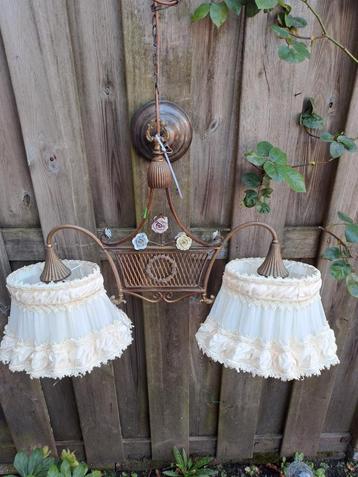 Vintage hanglamp met dubbele kap jaren 50/ 60