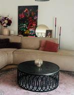 Gratis: Salontafel zwart ijzer 90cm breed, Huis en Inrichting, Tafels | Salontafels, Rond, Zo goed als nieuw, Minder dan 50 cm