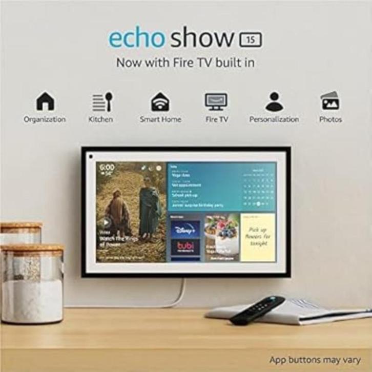 Echo Show 15 | Full HD 15.6" Smart Display met Alexa & Fire, Computers en Software, Android Tablets, Nieuw, Wi-Fi, 13 inch of meer