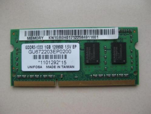 Elpida Unifosa 1GB ddr3-10600 laptop geheugen, Computers en Software, RAM geheugen, Gebruikt, Laptop, 1 GB of minder, DDR3, Ophalen of Verzenden