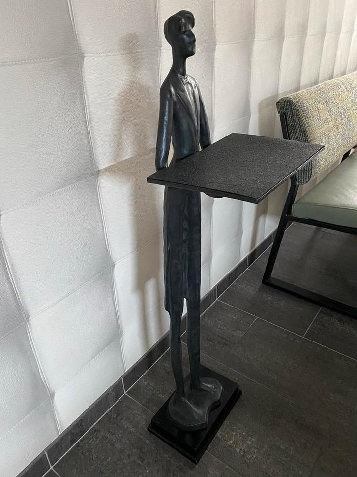 Massief Tinnen Beeld - Butler, Huis en Inrichting, Woonaccessoires | Zuilen en Pilaren, Zo goed als nieuw, Ophalen of Verzenden