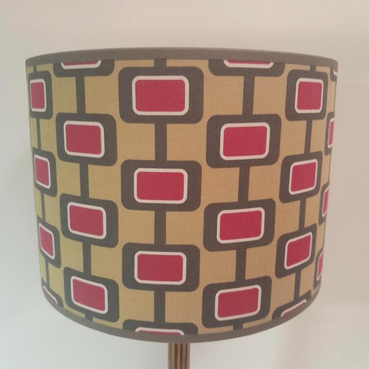 Handgemaakte lampenkap retro vintage stof groen paars, Huis en Inrichting, Lampen | Lampenkappen, Nieuw, Minder dan 25 cm, Rond