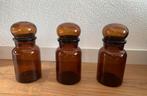 Vintage amberkleurige glazen apotherspotten jaren 70, Antiek en Kunst, Antiek | Glas en Kristal, Ophalen of Verzenden
