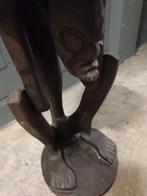 Bijzettafel houtsnijwerk, Minder dan 55 cm, Rond, Zo goed als nieuw, Afrikaanse