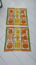 Vintage keukendoek groen oranje geel 2x, Ophalen of Verzenden, Zo goed als nieuw, Geel, Theedoek of Handdoek