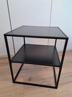 Zwart industriëel salontafeltje bijzettafeltje nachtkastje, Minder dan 55 cm, Vierkant, Zo goed als nieuw, Hout