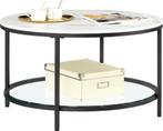 Vasagle LCT071B13 salontafel | Modern design, marmerlook, Ophalen, 50 tot 100 cm, Glas, Rond