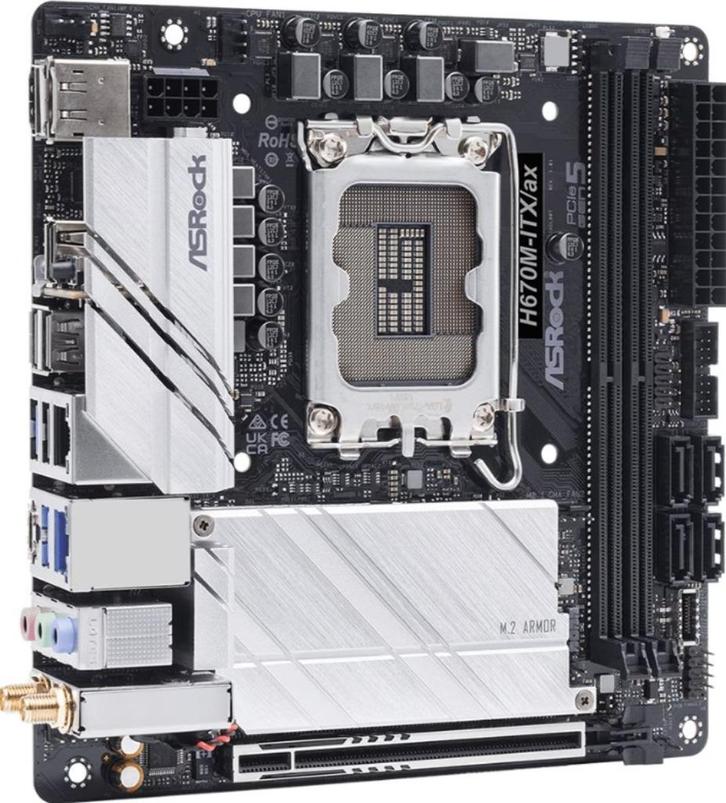 ASRock H670M-ITX/ax Wifi Socket 1700, Computers en Software, Moederborden, Gebruikt, Intel, DDR4, Ophalen of Verzenden