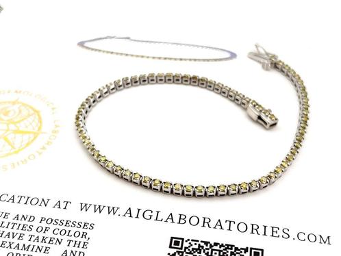 14 K Witgouden Tennis Armband 1.88 ct Briljant Geel Diamant, Sieraden, Tassen en Uiterlijk, Armbanden, Zo goed als nieuw, Goud