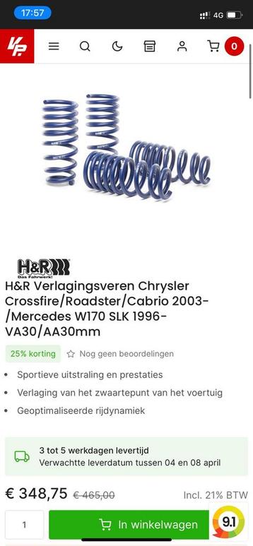 H&R Verlagingsveren Chrysler Crossfire Mercedes SLK R170 beschikbaar voor biedingen