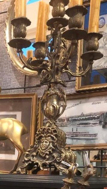 GEZOCHT: Vintage Barok Kandelaar Medusa Messing Antiek beschikbaar voor biedingen