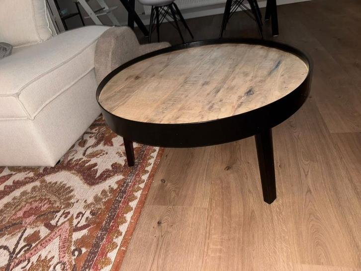 Houten Salontafel met Metalen Frame, Huis en Inrichting, Tafels | Salontafels, Gebruikt, Minder dan 50 cm, 50 tot 100 cm, 50 tot 100 cm