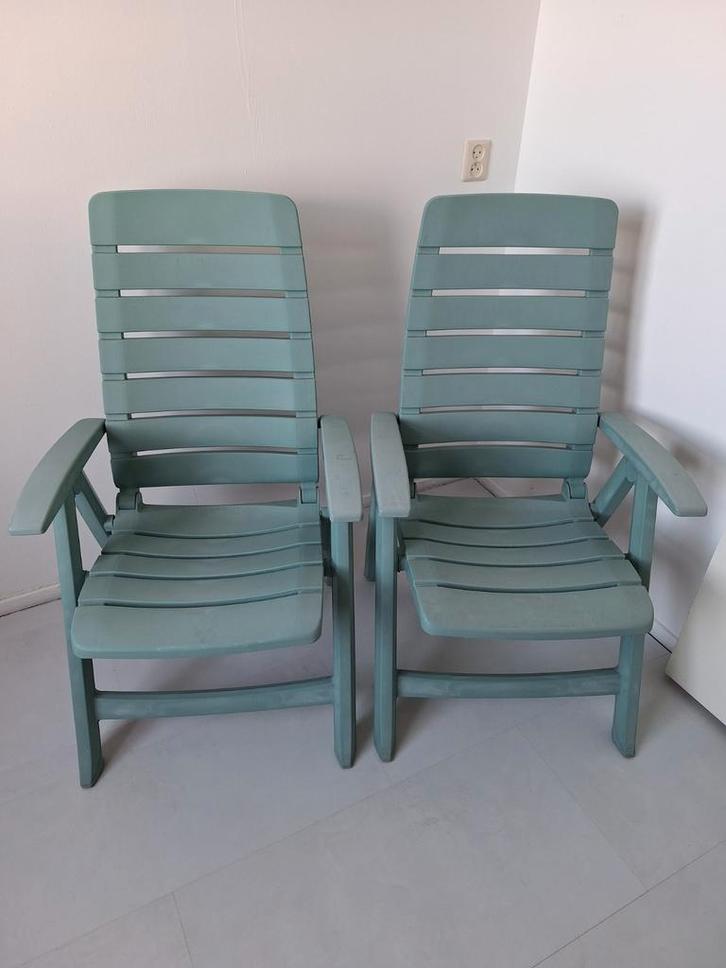 Tuinstoelen - Groen - Stevig / MOET WEG, Tuin en Terras, Tuinstoelen, Gebruikt, Kunststof, Inklapbaar, Ophalen