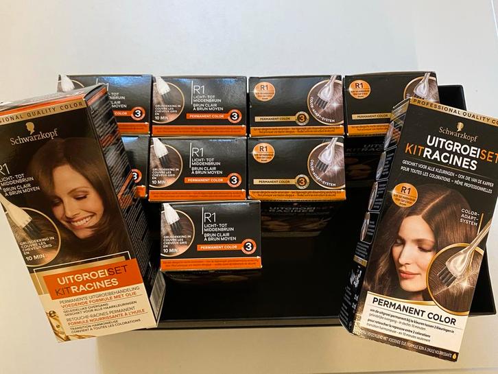 10x Schwarzkopf Uitgroeiset R1 Middenbruin, Sieraden, Tassen en Uiterlijk, Uiterlijk | Haarverzorging, Nieuw, Overige typen, Ophalen