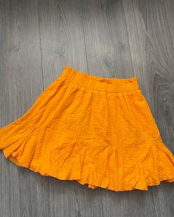 Loavies oranje brocante rokje met rekbare tailleband maat M beschikbaar voor biedingen